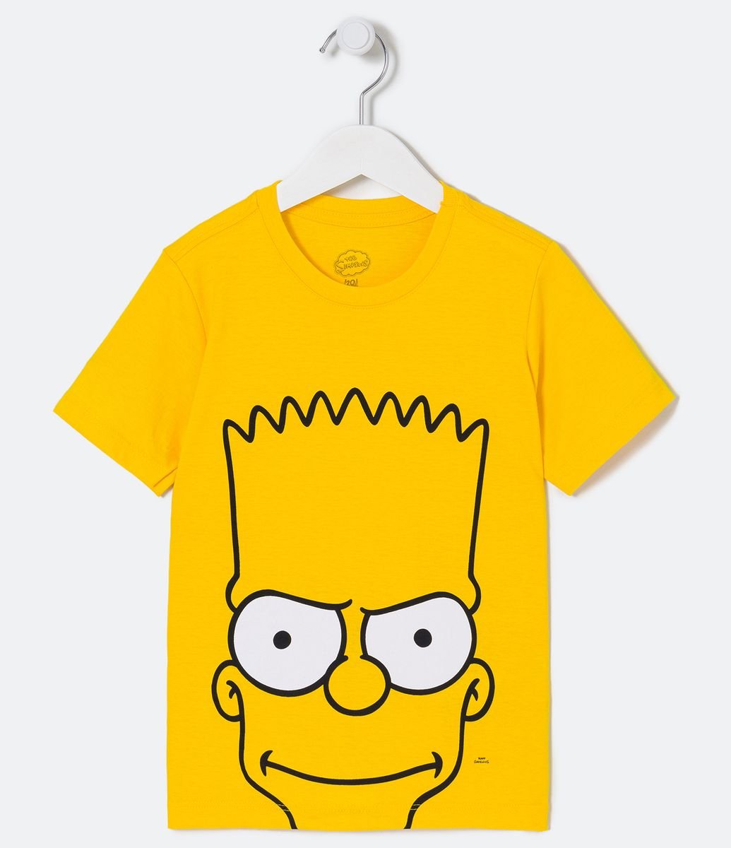 Camiseta Infantil Estampa Bart Simpsons - Tam 5 a 14 Anos Amarelo