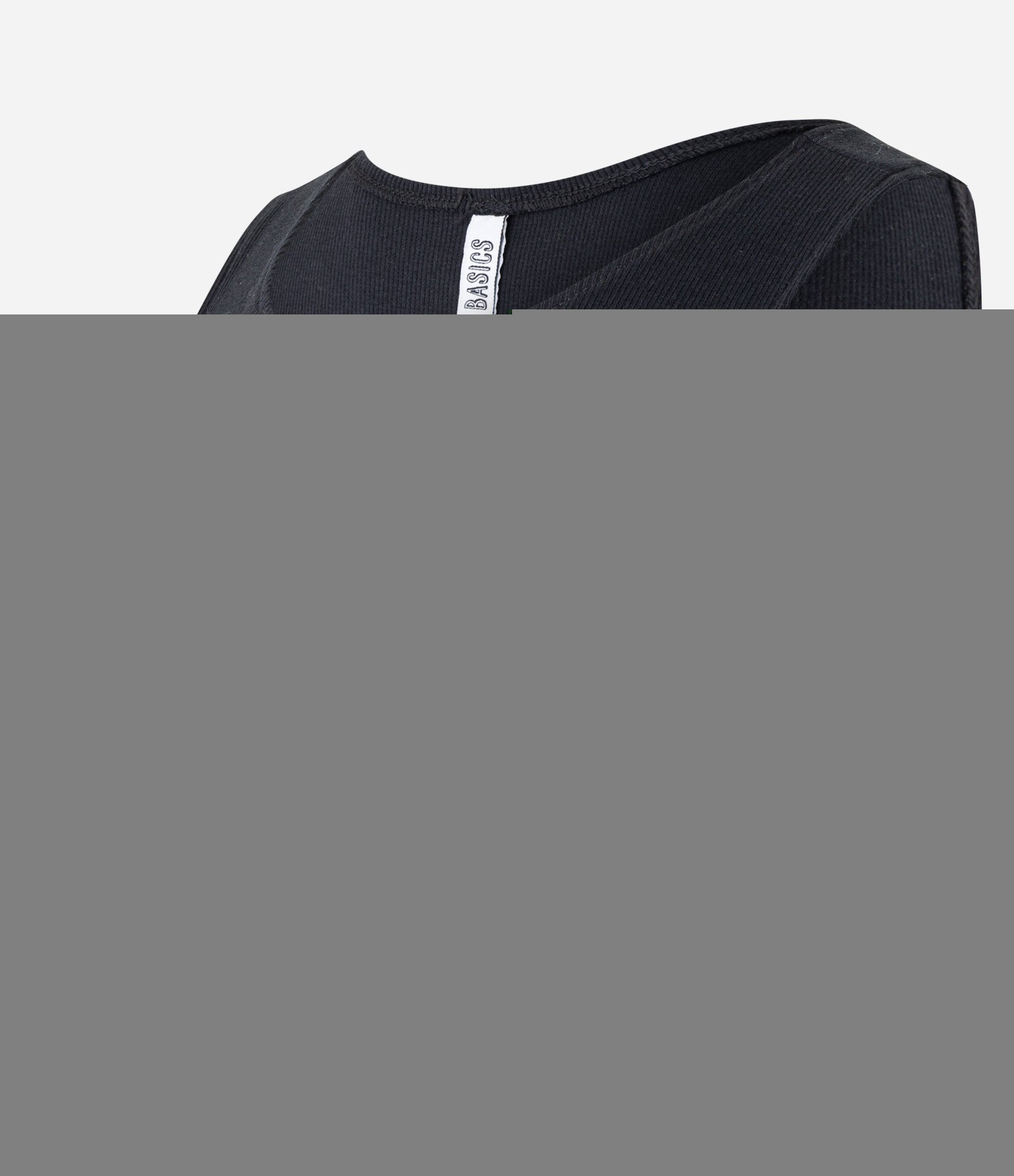 Blusa Cropped sem Manga em Algodão com Textura Canelada Preto 7