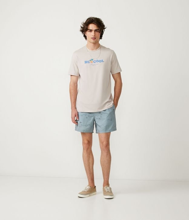 Bermuda de Banho com Estampa de Ilhas