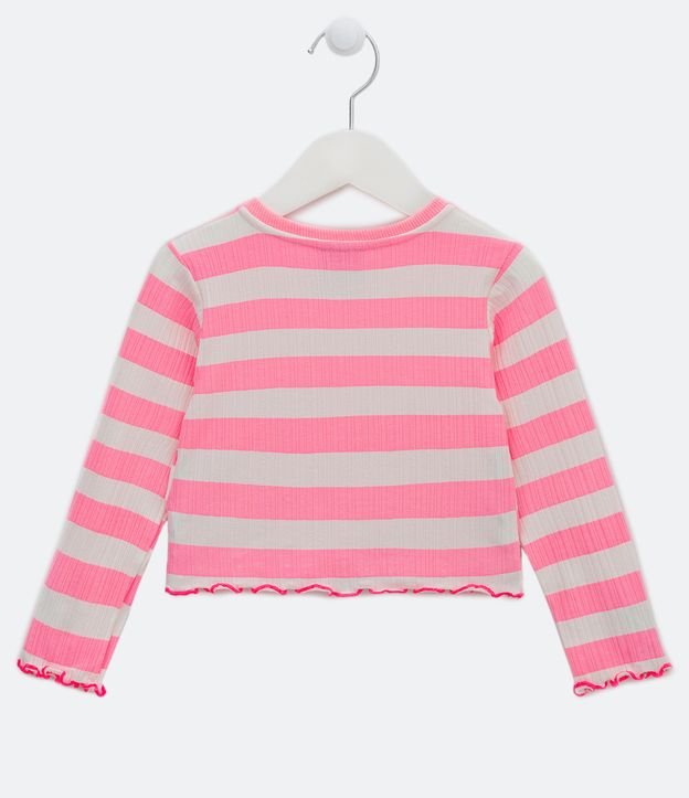 Blusa Infantil Acanalada con Rayas Neón - Talle 1 a 5 años Rosado 2