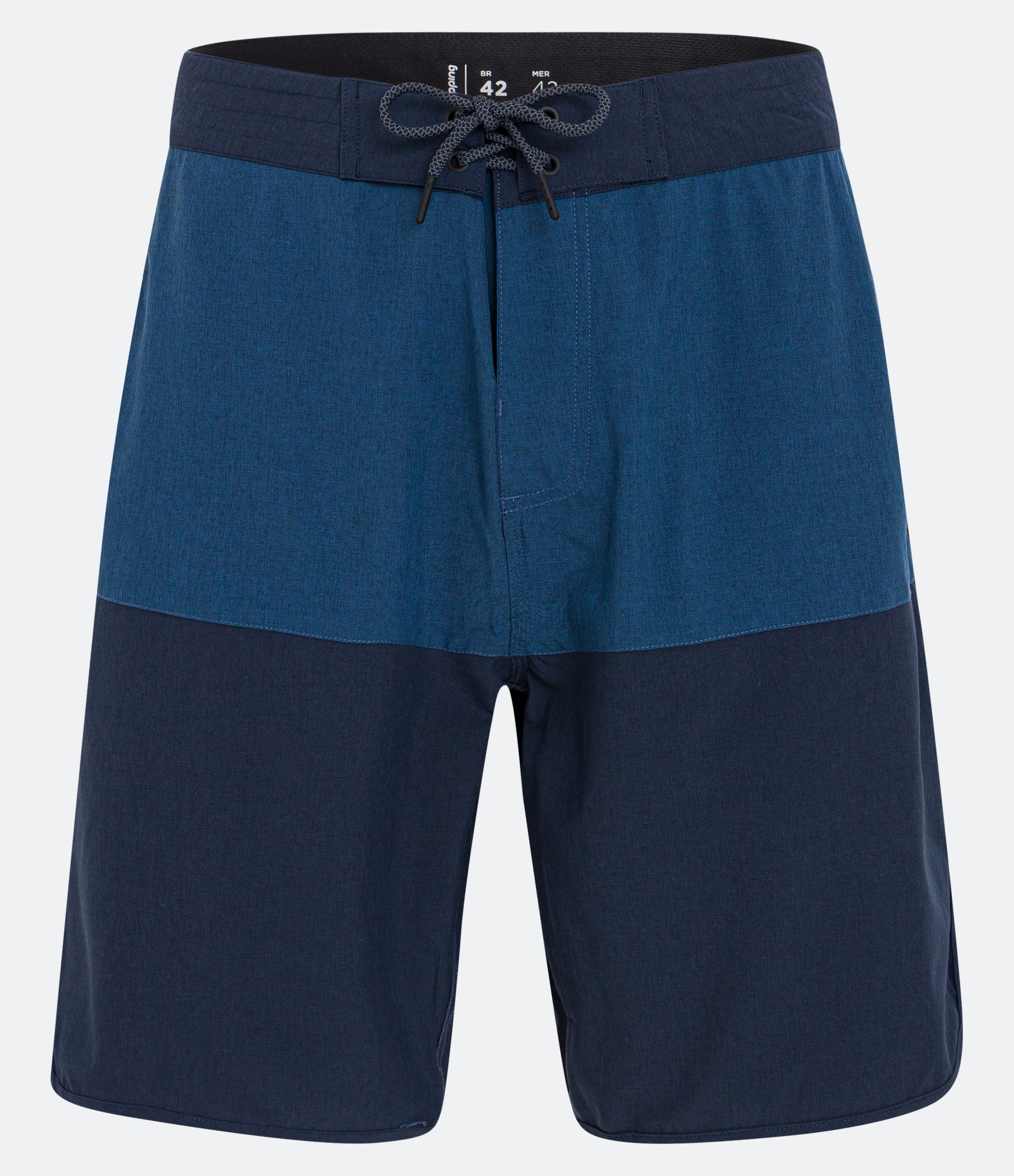 Bermuda Boardshort com Cós Fixo Blocos de Cor e Barra Arredondada Azul Escuro 1