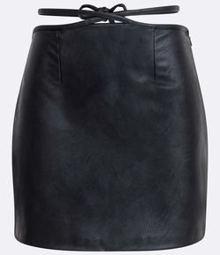 Saia Curta em Material Sintético com Tiras com Amarração na Cintura