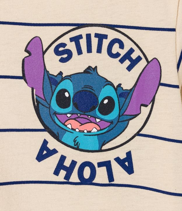 Remera Infantil Rayada Estampado Stitch - Talle 1 a 5 años Beige 3
