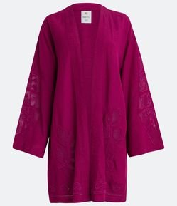 Kimono Longo em Viscolinho com Renda Floral