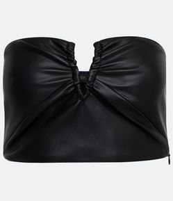 Blusa Tomara que Caia em Material Sintético com Detalhe V