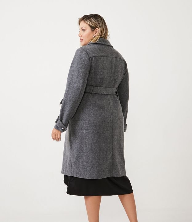 Casaco Trench Coat com Cinto Faixa Curve & Plus Size Cinza 3