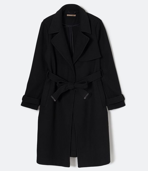 Casaco Trench Coat com Cinto Faixa Curve & Plus Size Preto 7