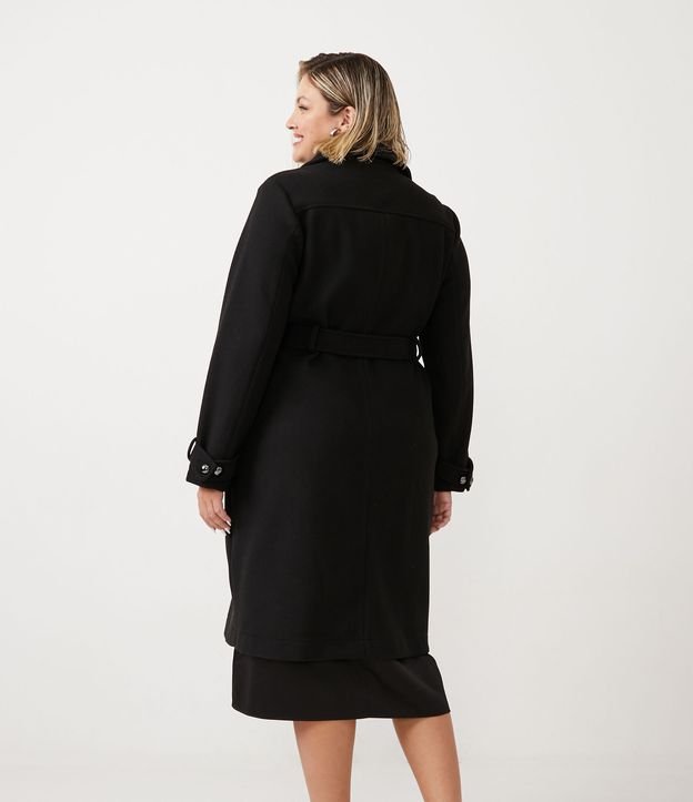 Casaco Trench Coat com Cinto Faixa Curve & Plus Size Preto 3
