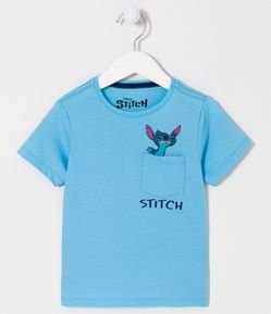 Remera Infantil Estampado Stitch con Pequeño Bolsillo - Talle 1 a 5 años