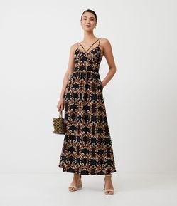 Vestido Midi em Tricoline com Estampa de Leopardo