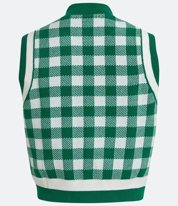Chaleco en Punto con Estampado de Cuadros Vichy Verde 6