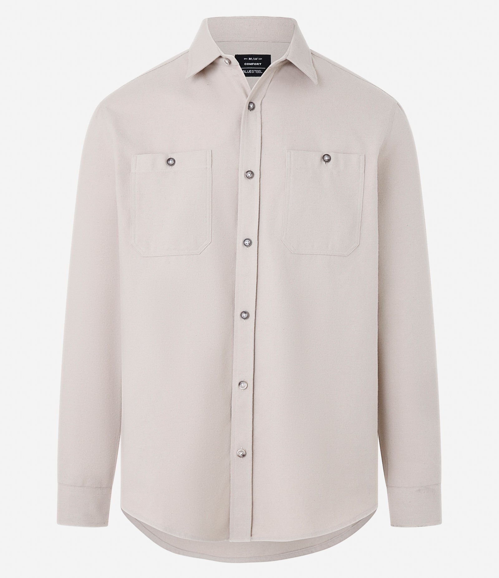 Camisa Regular em Flanela com 02 Bolsos Cinza Claro 6