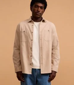 Camisa Regular em Flanela com 02 Bolsos