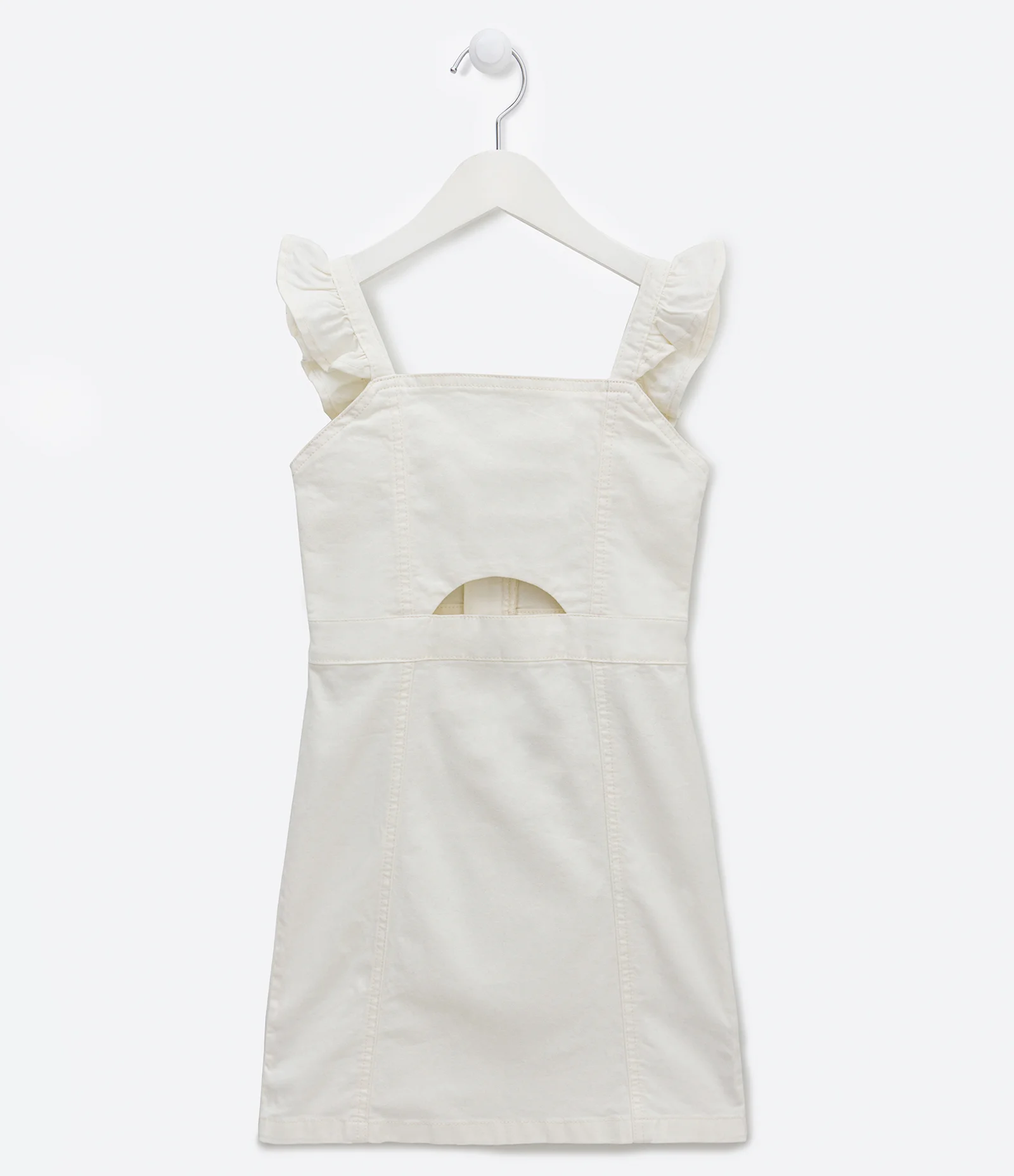 Vestido Infantil com Recorte Vazado na Barriga - Tam 5 a 14 Anos Branco 1