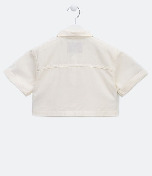 Campera Cropped Sarga con Estampado Divertido - Talle 5 a 14 años Blanco 2