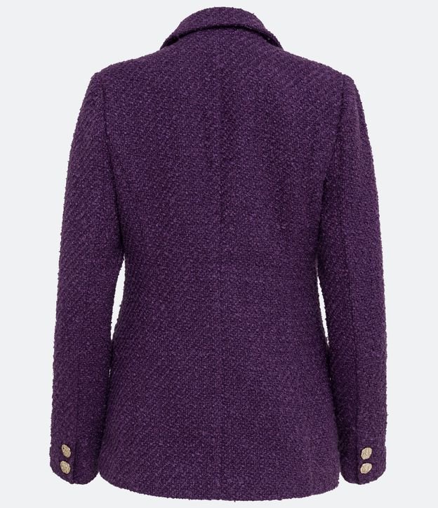 Blazer en Tweed con Botón Unico Violeta 8