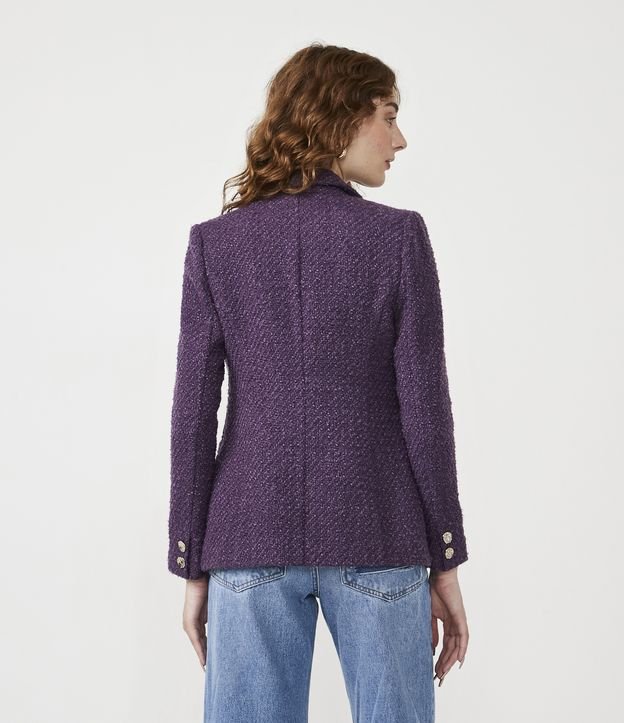 Blazer en Tweed con Botón Unico Violeta 3