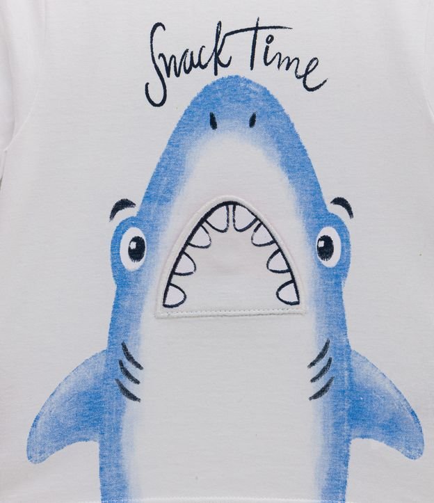 Remera Infantil Estampado Interactiva Tiburón - Talle 1 a 5 años Blanco 3
