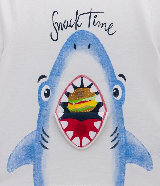 Remera Infantil Estampado Interactiva Tiburón - Talle 1 a 5 años Blanco 4