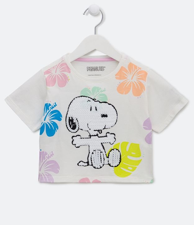 Blusa Cropped Infantil Estampado Snoopy - Talle 5 a 14 años Blanco 1