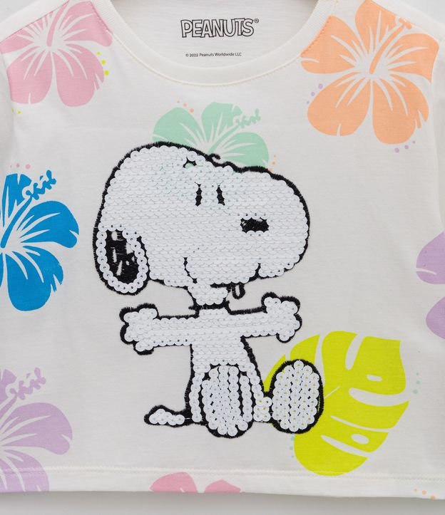 Blusa Cropped Infantil Estampado Snoopy - Talle 5 a 14 años Blanco 3