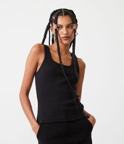 Blusa Regata em Algodão com Decote U
