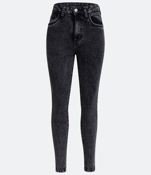 Pantalón Skinny Jeans con Elastano y Cintura Alta Negro 5