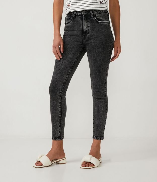Pantalón Skinny Jeans con Elastano y Cintura Alta Negro 2