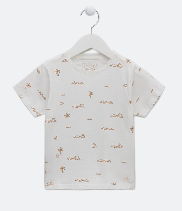 Camiseta Infantil Estampa de Coqueiros - Tam 1 a 5 Anos Branco 1