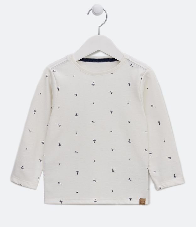 Remera Infantil Estampado Mini Cocoteros - Talle 1 a 5 años Blanco 1
