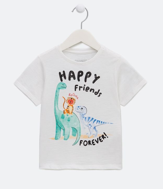 Camiseta Infantil Estampa Dinos e Tigre - Tam 1 a 4 Anos