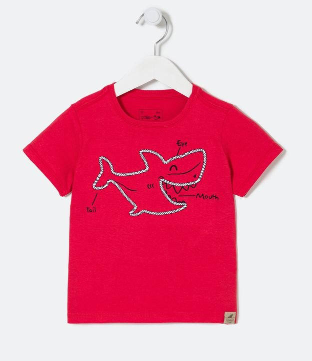 Remera Infantil con Estampado de Tiburón - Talle 1 a 5 años Rojo 1
