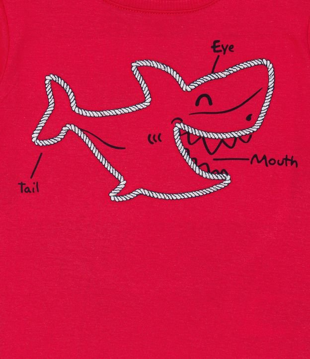 Remera Infantil con Estampado de Tiburón - Talle 1 a 5 años Rojo 3