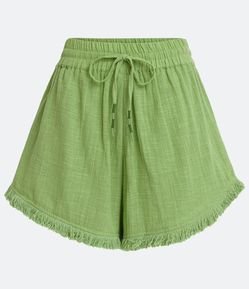 Short Curto em Algodão com Cós Elástico e Barra a Fio