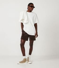 Bermuda Runner em Veludo com Cordão e Bolsos