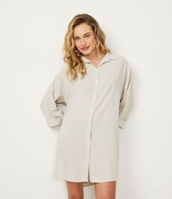 Saída de Praia Camisa Chemise em Viscose com Abotoamento Frontal