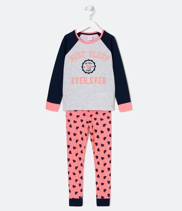 Pijama Largo Infantil Estampado Best Sleep - Talle 5 a 14 años Gris 1
