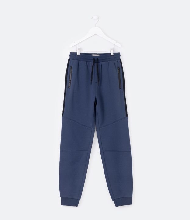Calça Infantil em Moletom com Bolsos de Zíper - Tam 5 a 14 Anos
