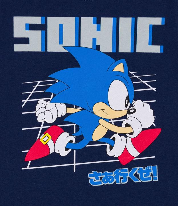 Camiseta Infantil Estampa Sonic Correndo - Tam 4 a 12 Anos Azul