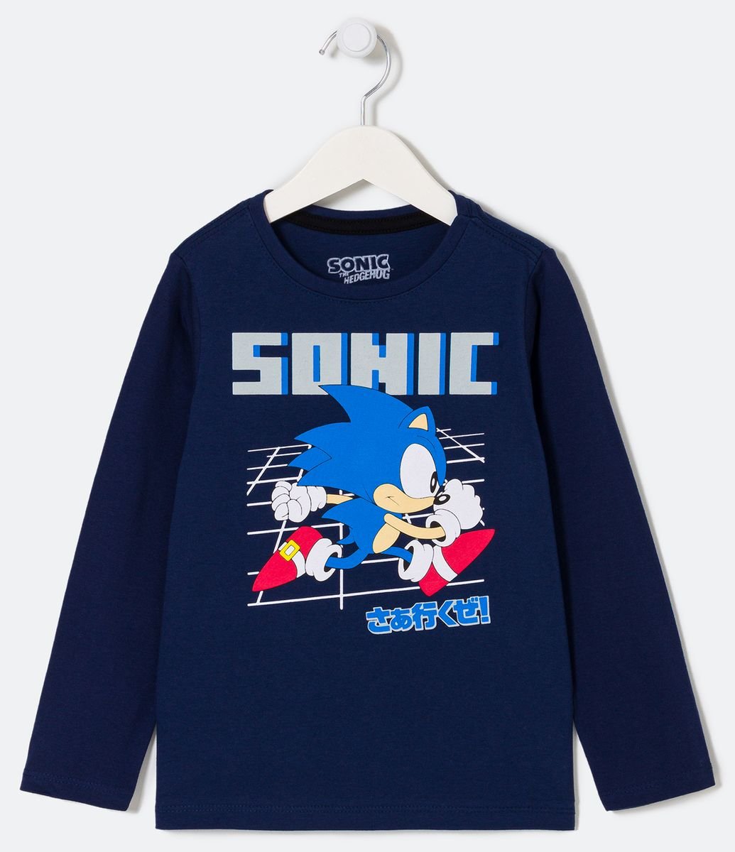 Camiseta Infantil Estampa Sonic Correndo - Tam 4 a 12 Anos Azul