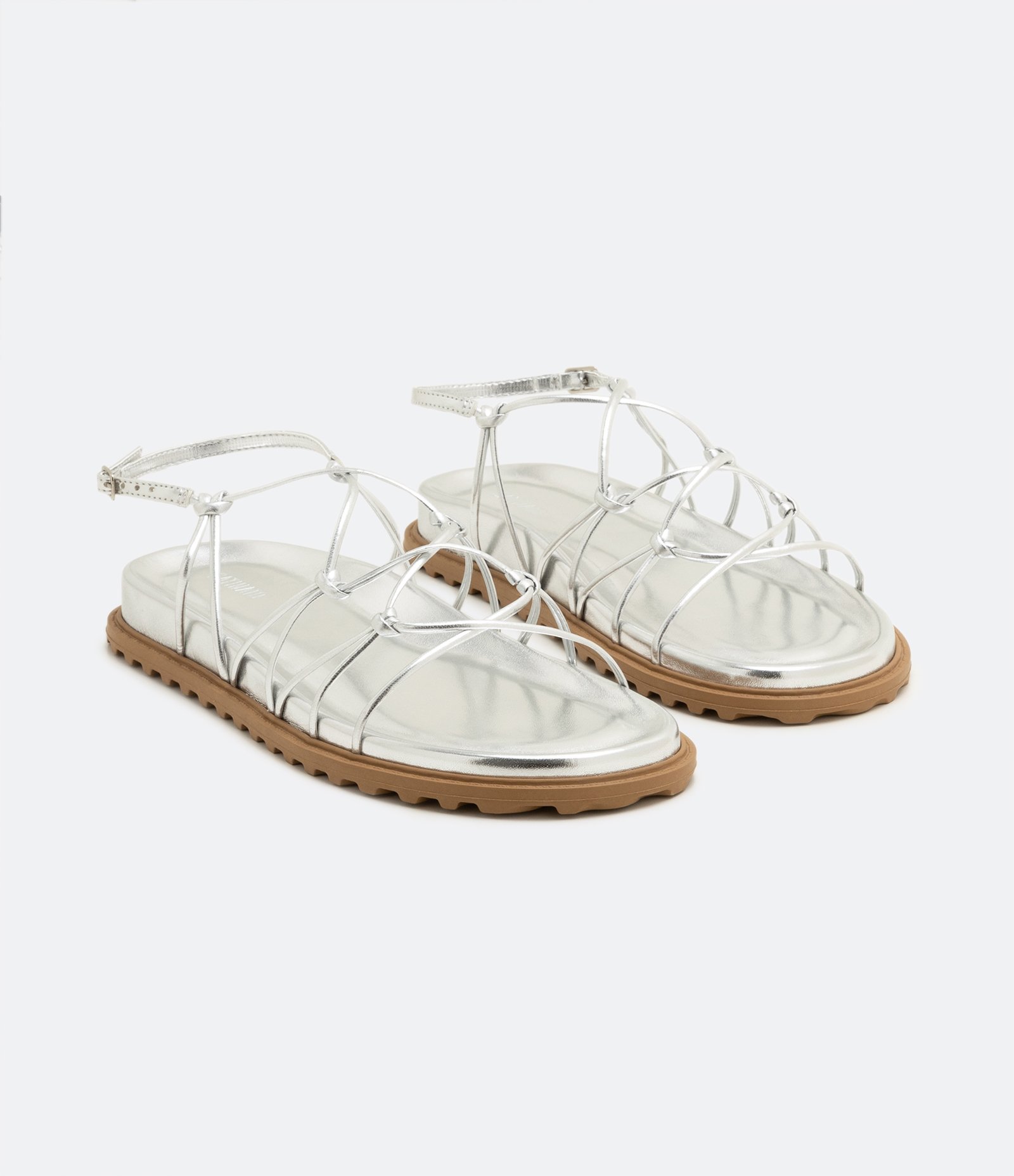 Sandália Rasteira Sport Sandal com Tiras Gladiadora Cinza 1
