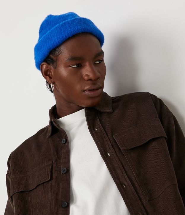 Gorro Texturizado con Dobla y Felpas Azul 3