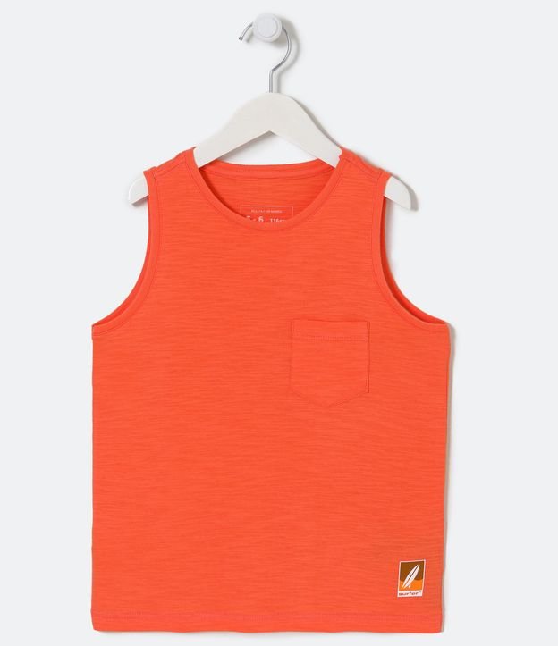 Musculosa Infantil con Pequeño Bolsillo y Estampado en la Lateral - Talle 5 a 14 años Naranja 1