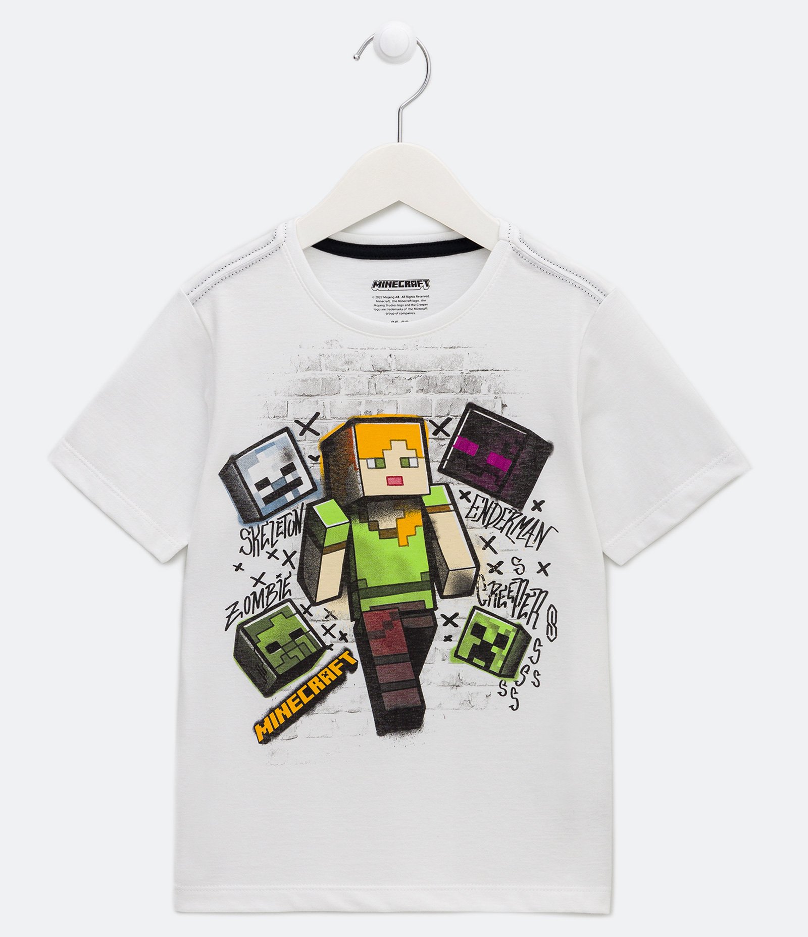 Camiseta Infantil Estampa Minecraft - Tam 5 a 14 Anos Branco 1