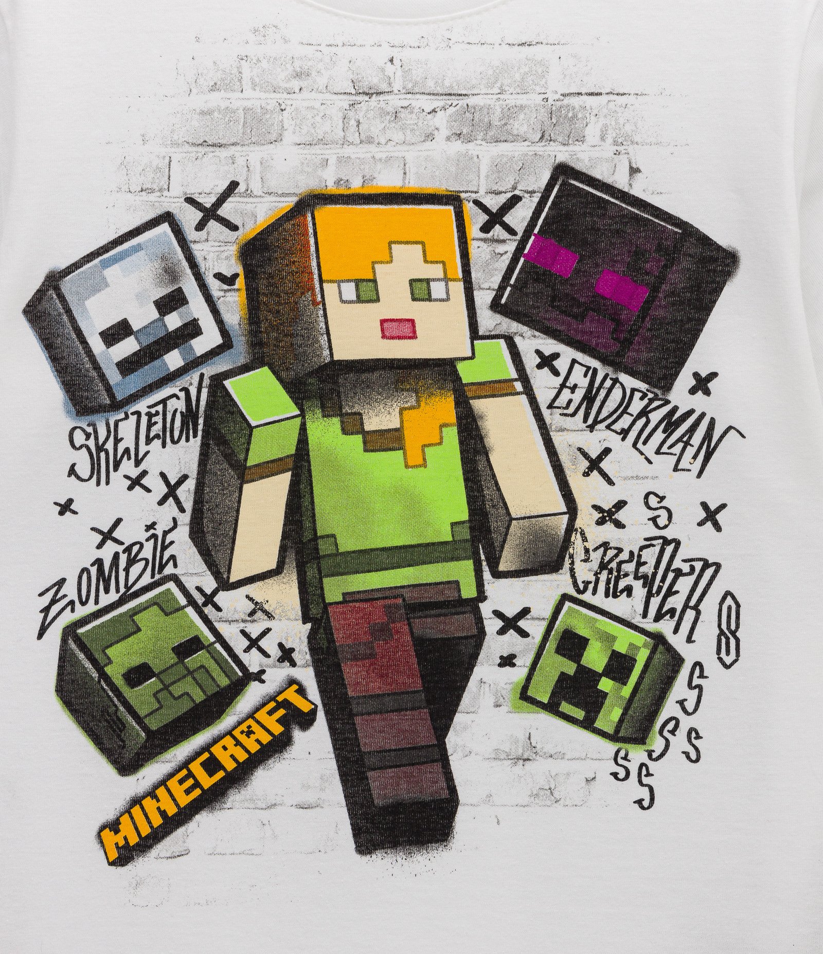 Camiseta Infantil Estampa Minecraft - Tam 5 a 14 Anos Branco 3