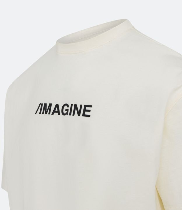 Camiseta Boxy em Algodão com Lettering Imagine Bege 6