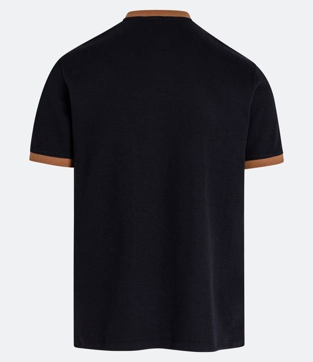 Camiseta Slim em Algodão com Textura e Detalhes Contrastantes Preto 7