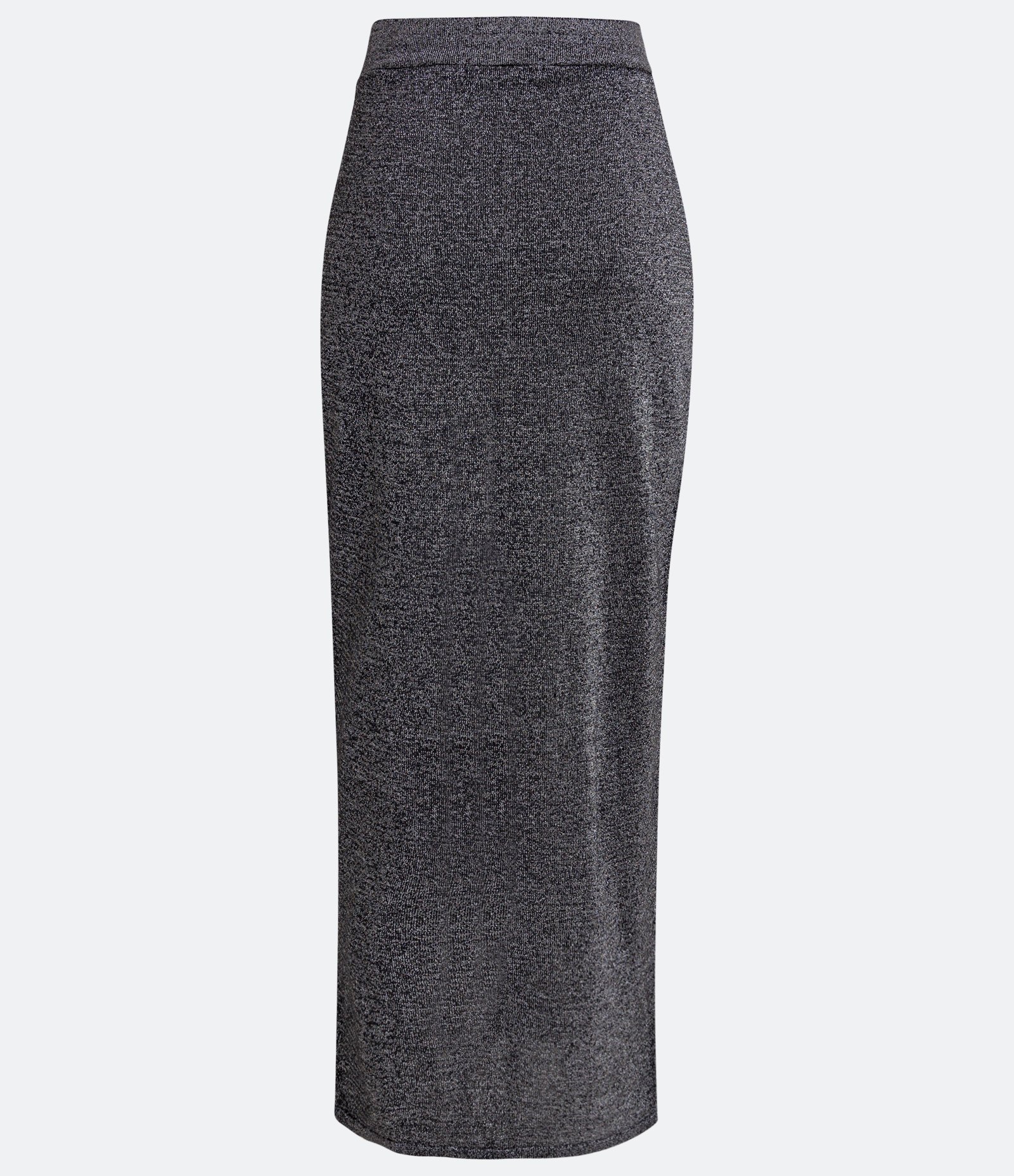 Saia Longa em Tricô Metalizado com Fenda Lateral Profunda Cinza 6