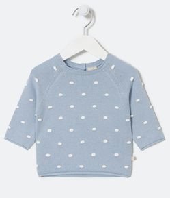 Blusão Infantil em Tricô com Estampa Poá - Tam 0 a 18 meses