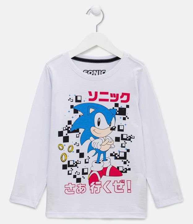 Camiseta Infantil Estampa Sonic - Tam 4 a 12 Anos Azul